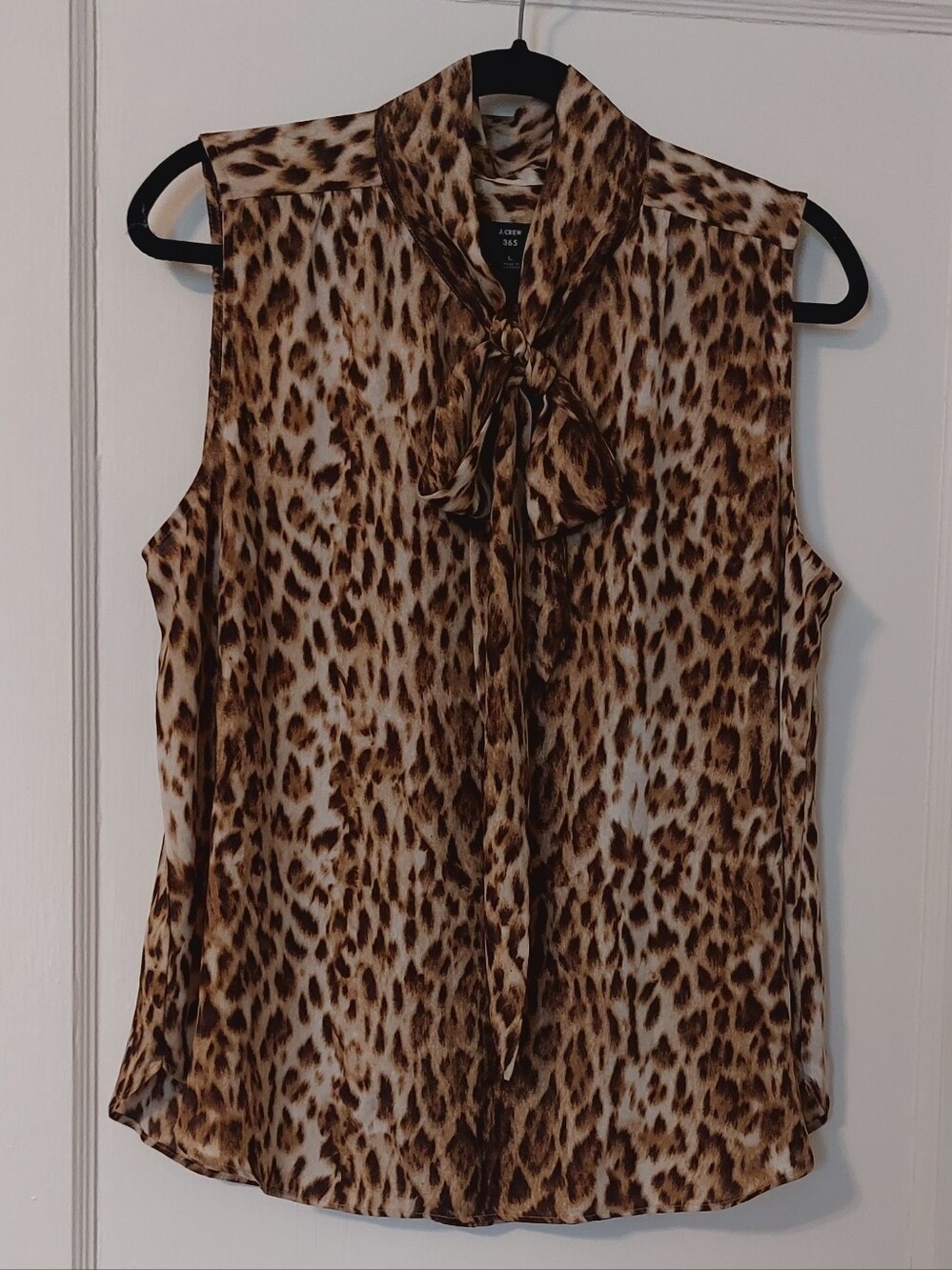 J. Crew Leopard Tie Neck Blouse
